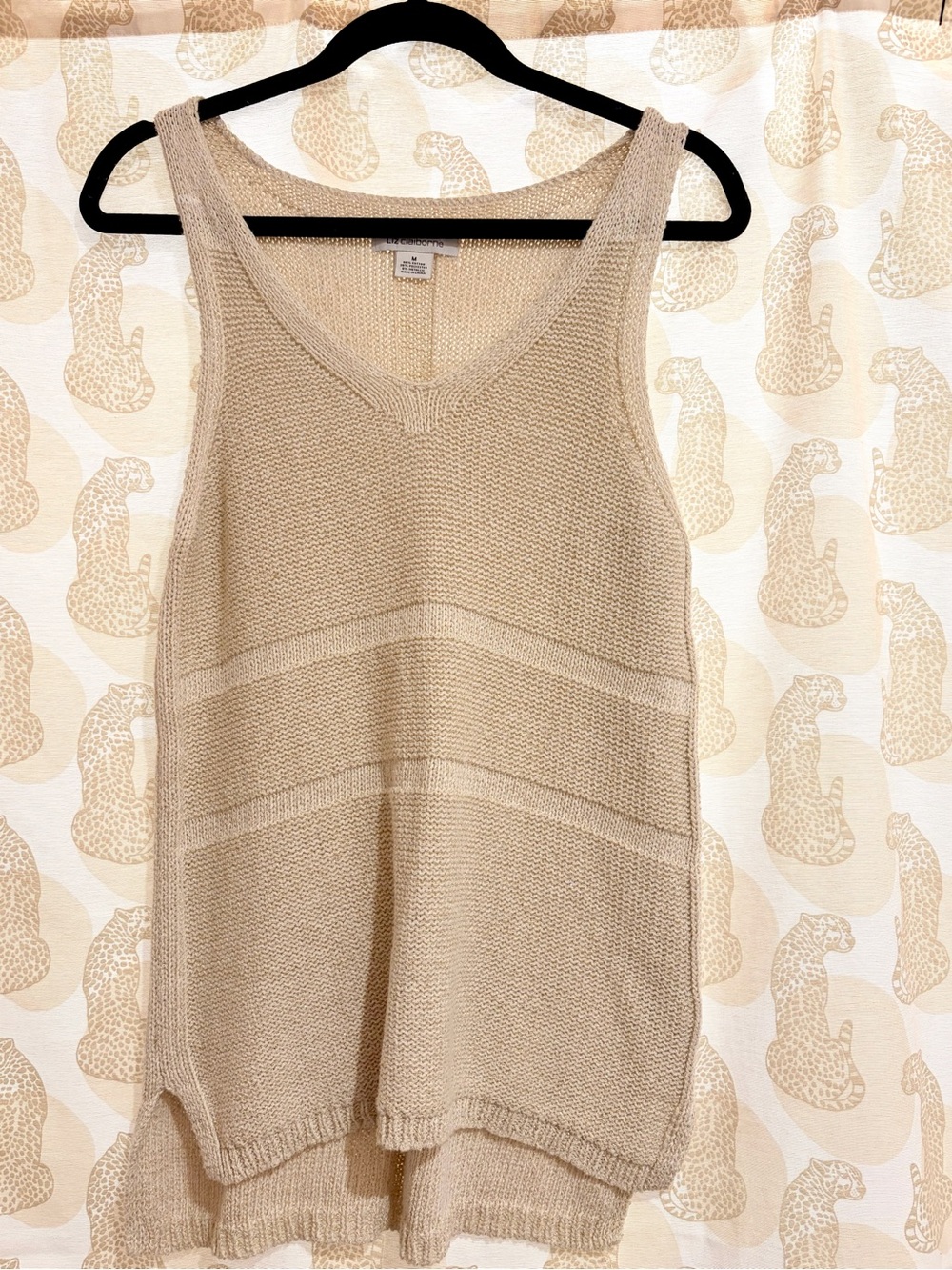 Liz Claiborne Light Beige Knit V-Neck Tank